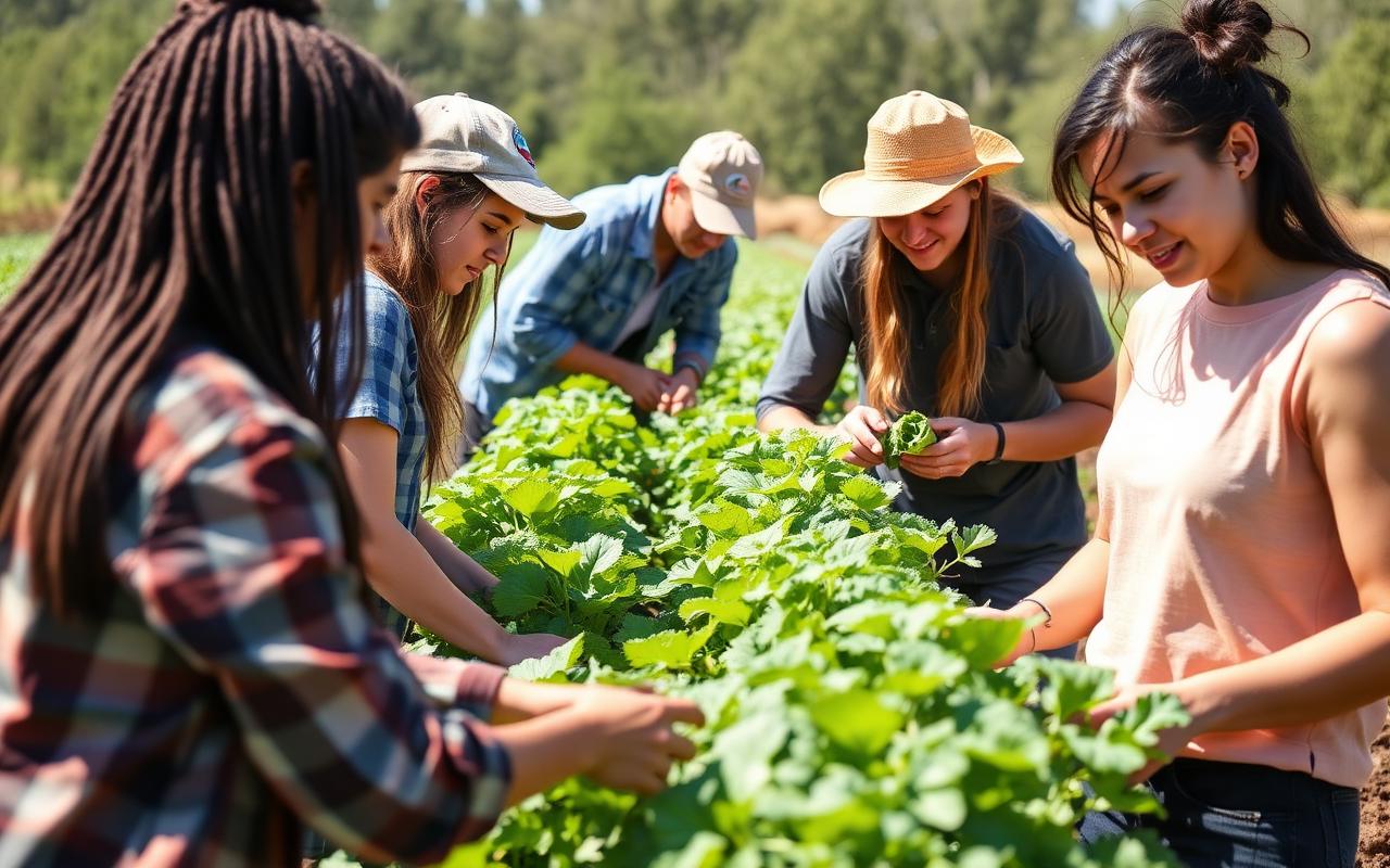 Students learning agriculture